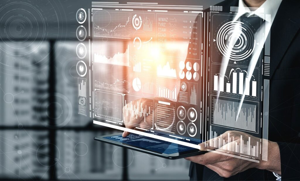Intelligence artificielle : moteur de réussite moderne « Illustration représentant l’intelligence artificielle dans les entreprises modernes »